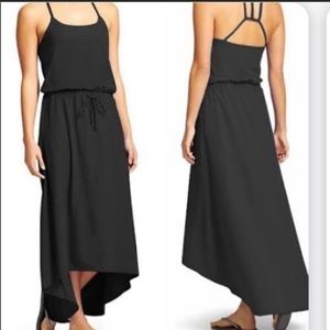 ATHLETA Novella Dress Black Maxi Hi-Low Size 4